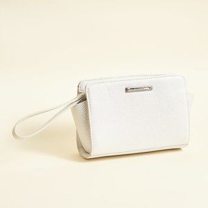 White textured clutch wristlet purse